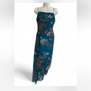 Sean Collection Teal Dress with Floral Accents